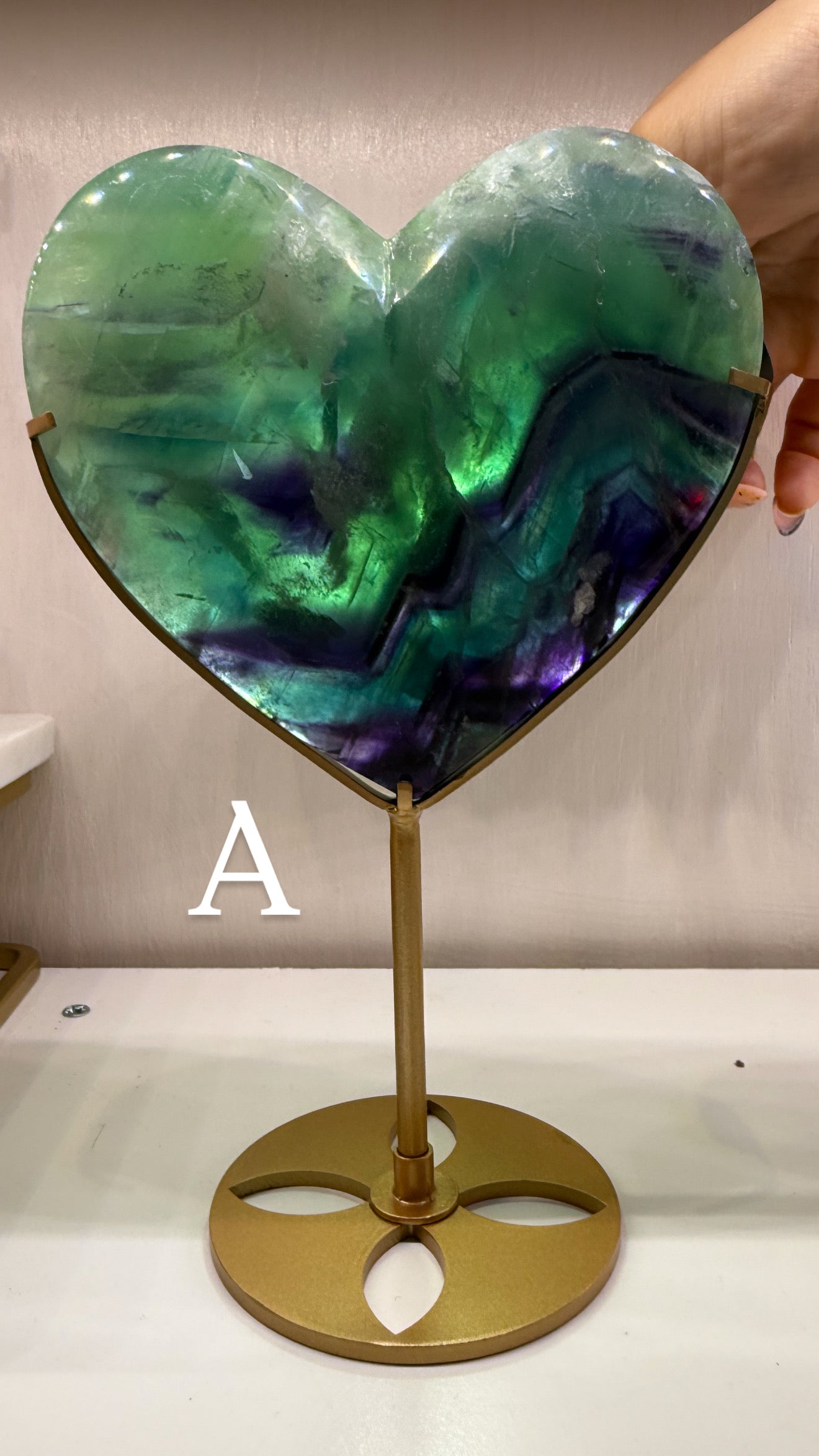 Rainbow Flourite heart